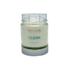 A picture of clean (ocean mist, sea grass, agave nectar and coconut milk) soy wax candle made with cotton wicks. 